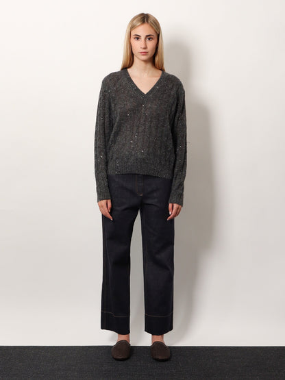 Brunello Cucinelli Wool blend sweater with all-over sequins - Antracite
