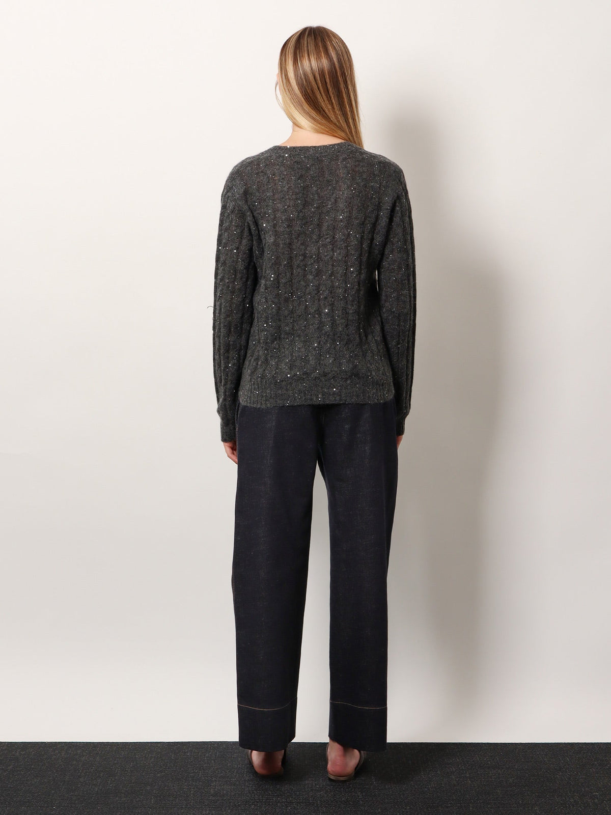 Brunello Cucinelli Wool blend sweater with all-over sequins - Antracite