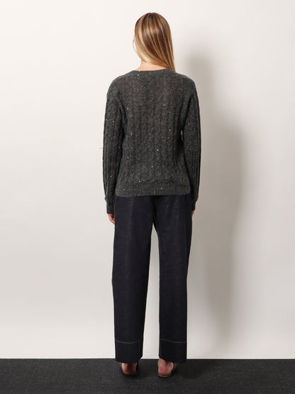 Brunello Cucinelli Wool blend sweater with all-over sequins - Antracite