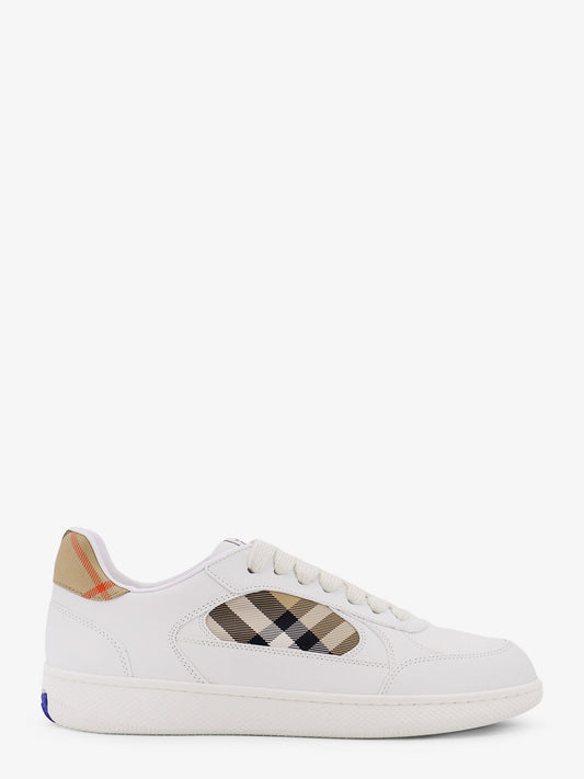 Burberry Low Top Leather Sneakers With Check Inserts