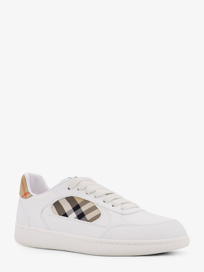 Burberry Low Top Leather Sneakers With Check Inserts