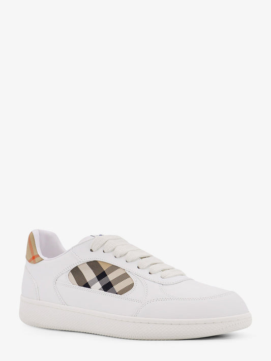 Burberry Low Top Leather Sneakers With Check Inserts
