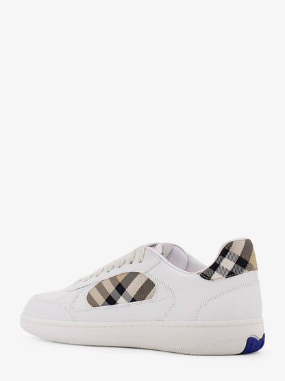 Burberry Low Top Leather Sneakers With Check Inserts