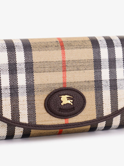 Burberry Coated Canvas Wallet With Burberry Check Motif