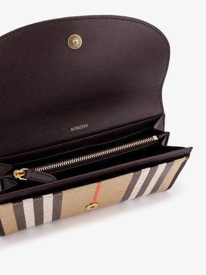 Burberry Coated Canvas Wallet With Burberry Check Motif