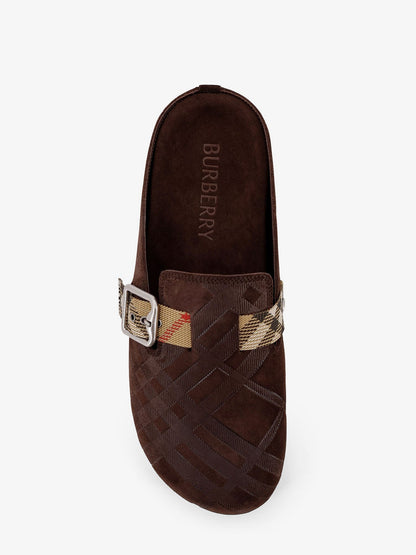 Burberry Leather Mule With Check Motif