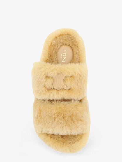 Celine Triomphe Slide 05 shearling sandals - Havana