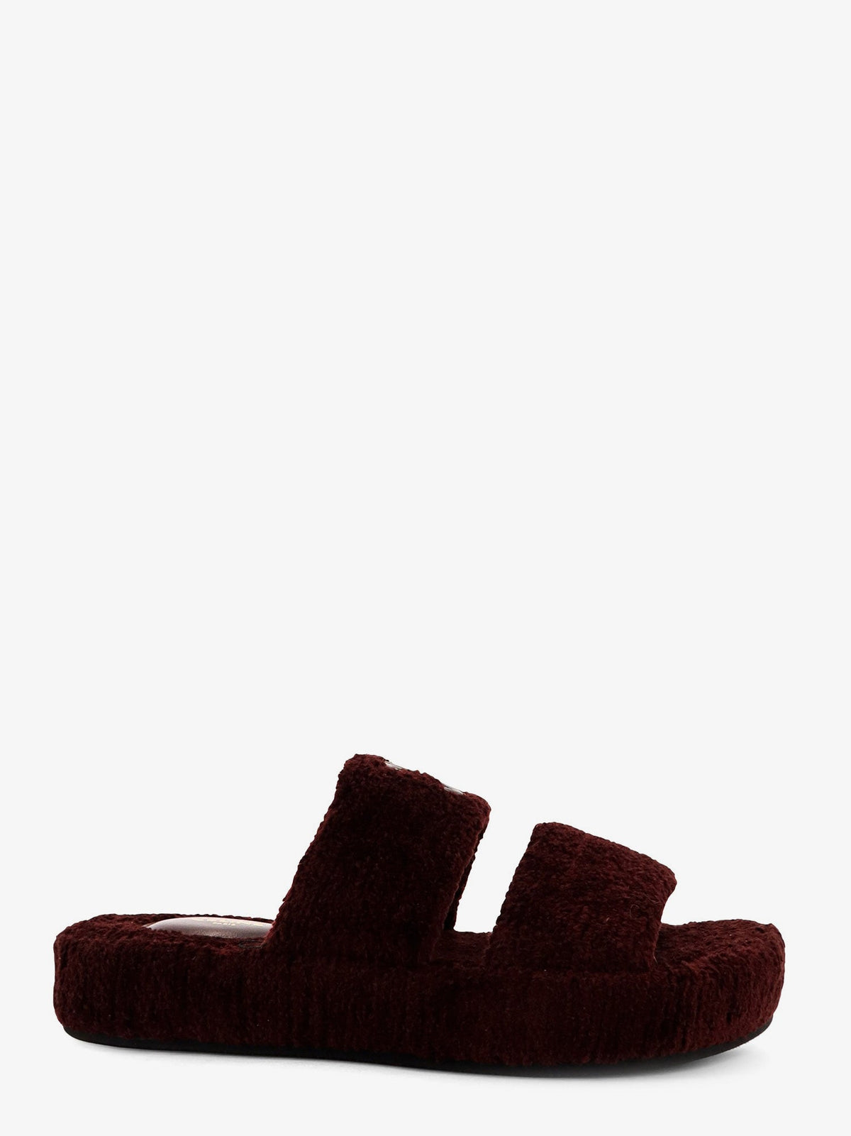 Celine Triomphe Fur shearling Slides - Burgundy