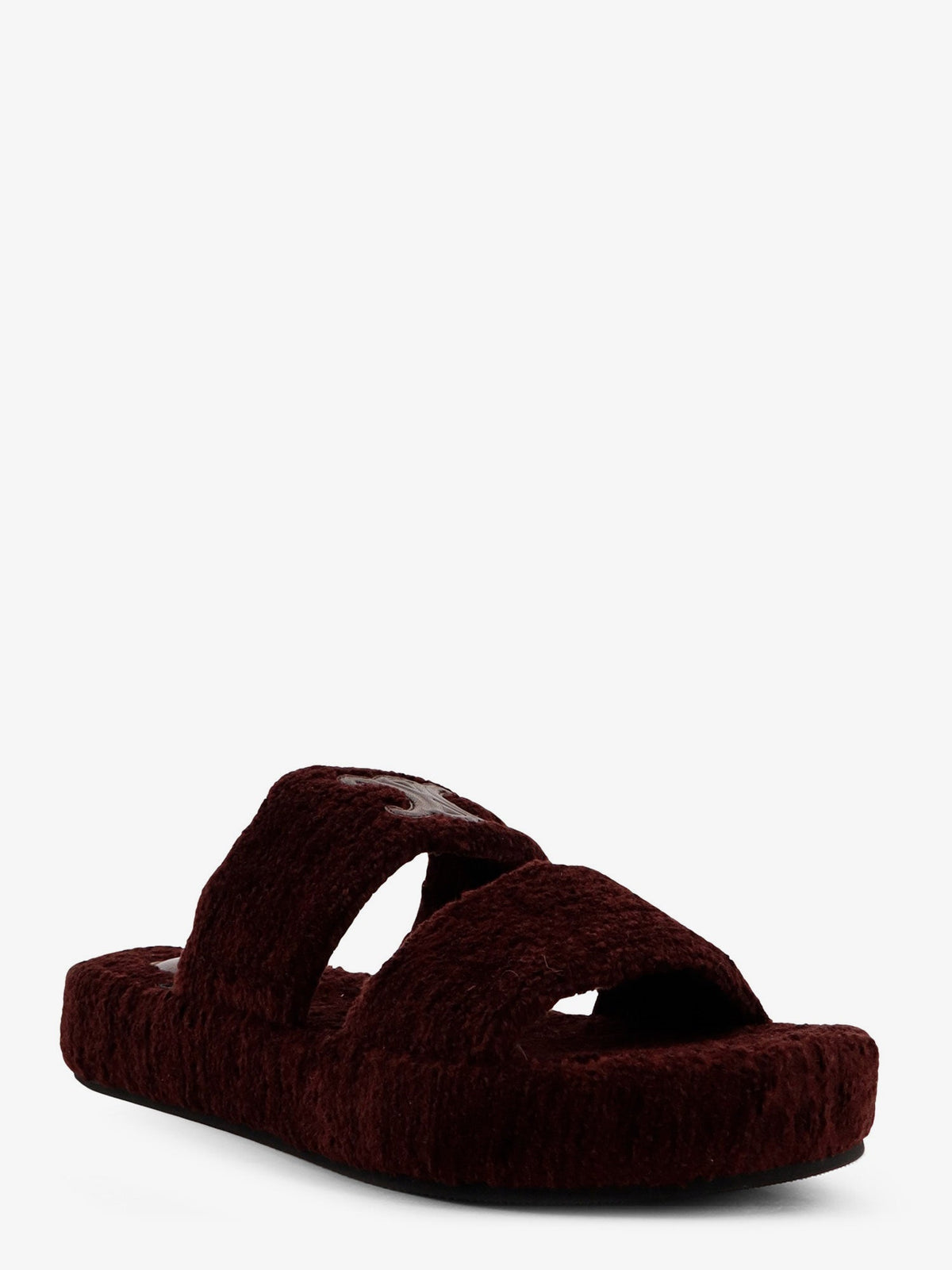 Celine Triomphe Fur shearling Slides - Burgundy