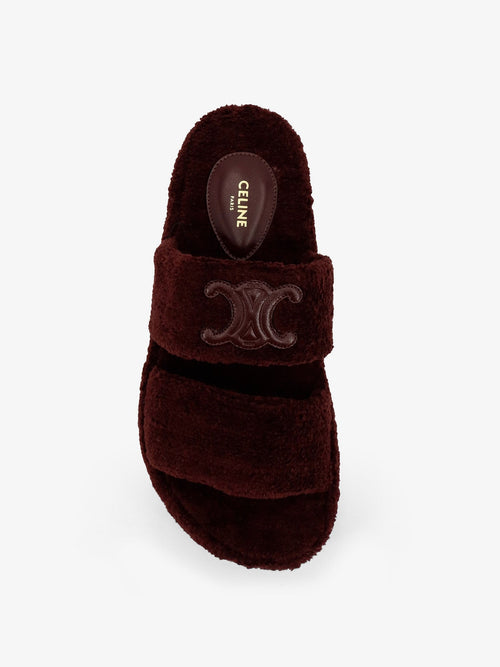 Celine Triomphe Fur shearling Slides - Burgundy