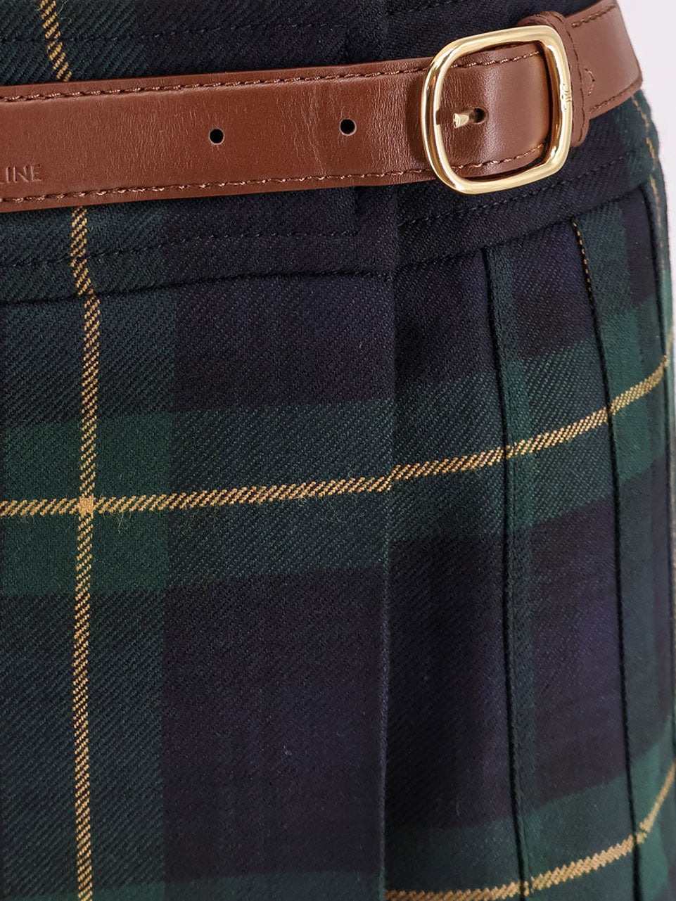 Celine Tartan wool kilt miniskirt - Greennavyyellow