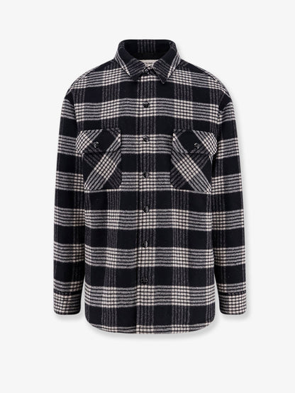 Celine Quilted Overshirt wool shirt - Noir Craie