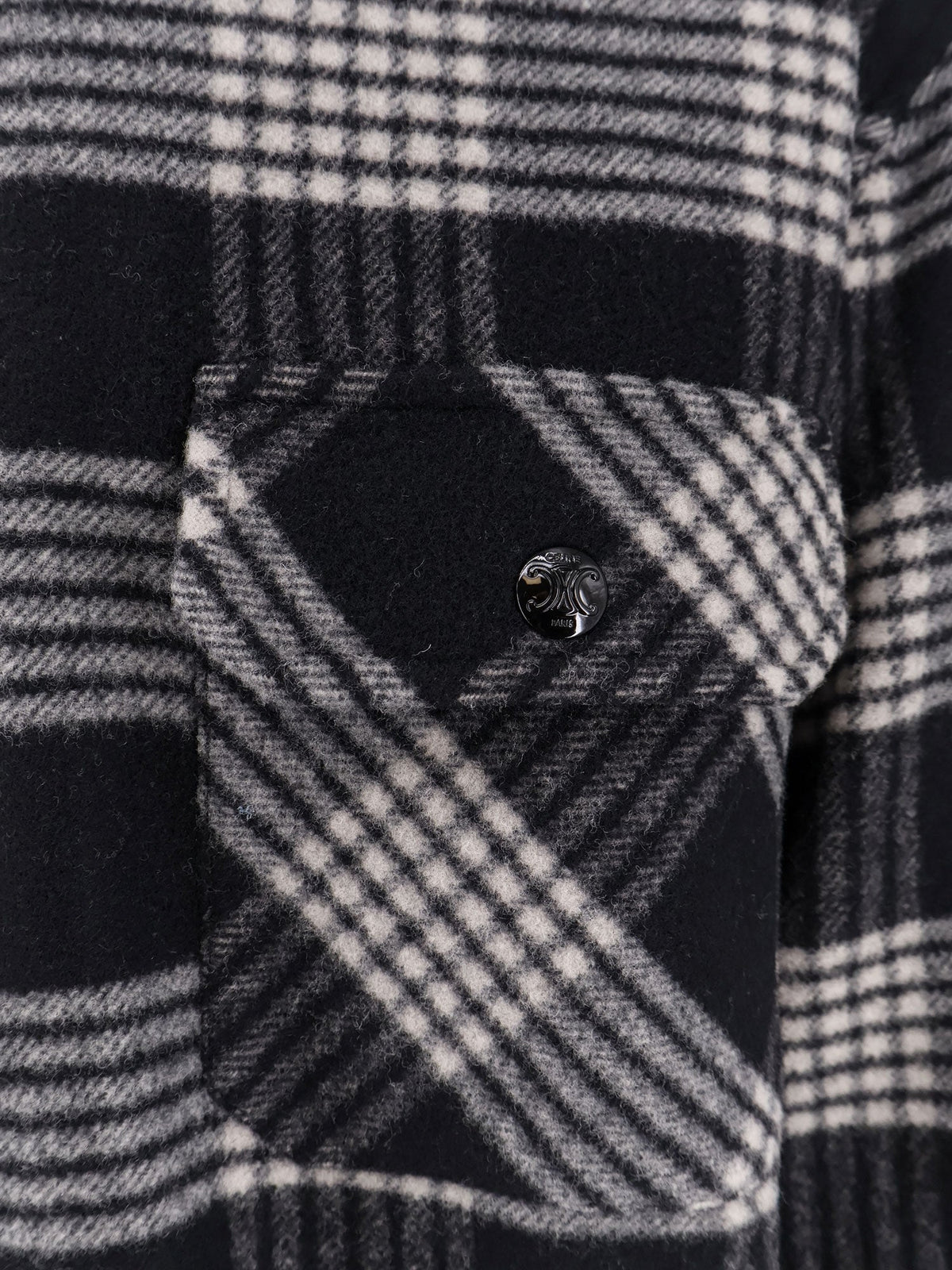 Celine Quilted Overshirt wool shirt - Noir Craie
