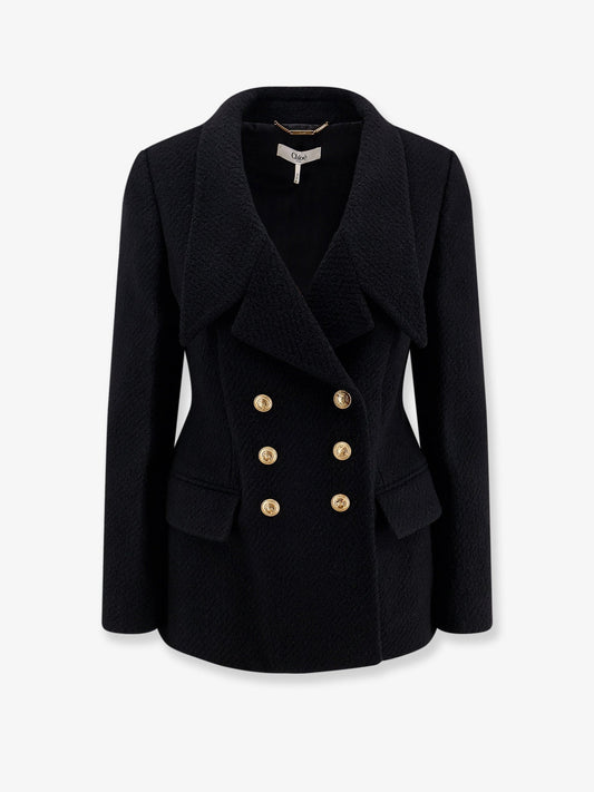 Chloe' Double Breasted Virgin Wool Blend Blazer