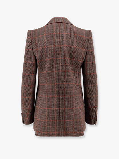 Chloe' Tartan Wool Blazer With Shoulder Pads