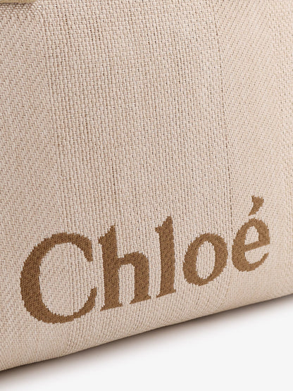 Chloe' Chloè Carry Canvas Shoulder Bag With Logo Embroidery