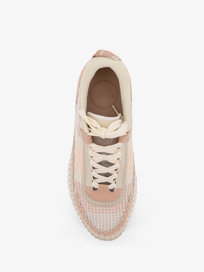 Chloe' Nama Low Top Mesh Sneakers With Suede Inserts