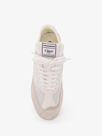 Chloe' Chloé Kick Low Top Leather Sneakers With Mesh Inserts