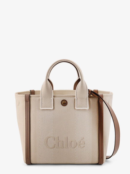 Chloe' Chloé Carry Canvas Shoulder Bag With Logo Embroidery
