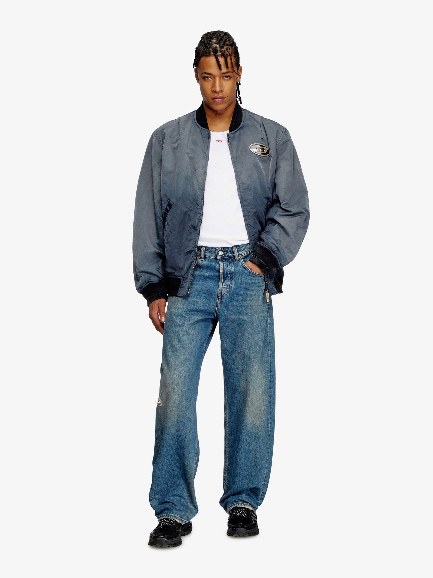 Diesel J Kepes Delavé Nylon Bomber Jacket