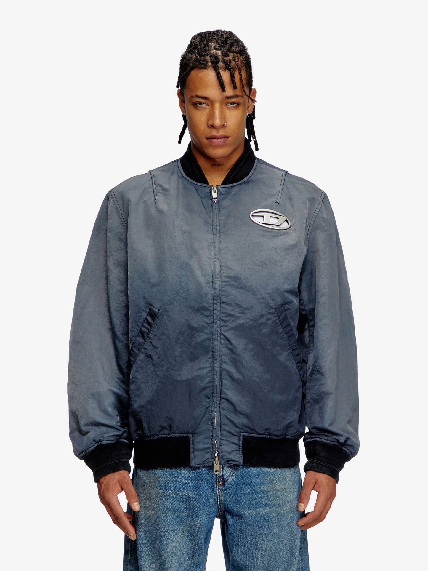 Diesel J Kepes Delavé Nylon Bomber Jacket