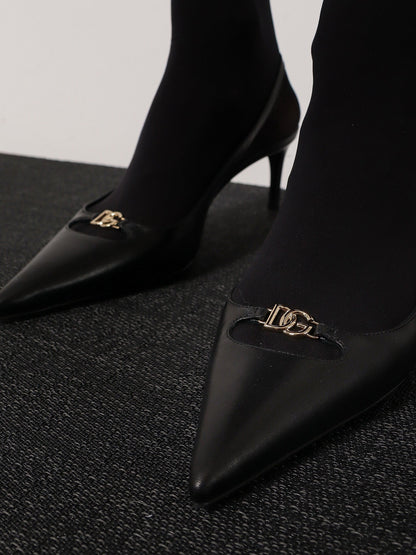 Dolce & Gabbana Leather Pumps With Metal Dg Logo