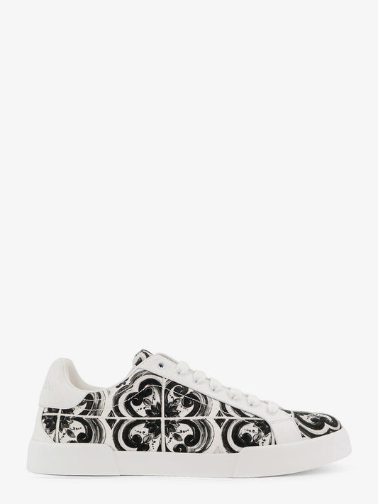 Dolce & Gabbana Leather Sneakers With Iconic Patch Logo On The Side