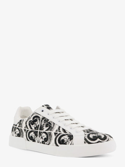 Dolce & Gabbana Leather Sneakers With Iconic Patch Logo On The Side