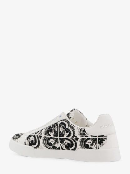 Dolce & Gabbana Leather Sneakers With Iconic Patch Logo On The Side