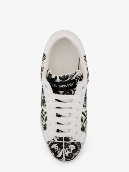 Dolce & Gabbana Leather Sneakers With Iconic Patch Logo On The Side