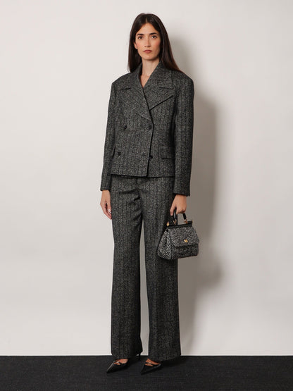 Dolce & Gabbana Wool Blend Striped Double Breasted Blazer