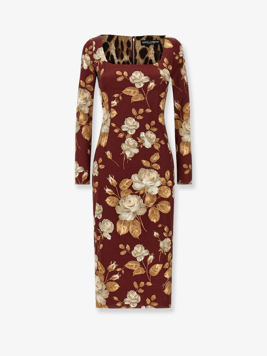 Dolce & Gabbana Midi Dress With Animal Print