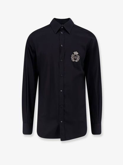Dolce & Gabbana Cotton Shirt With Iconic Logo On The Front