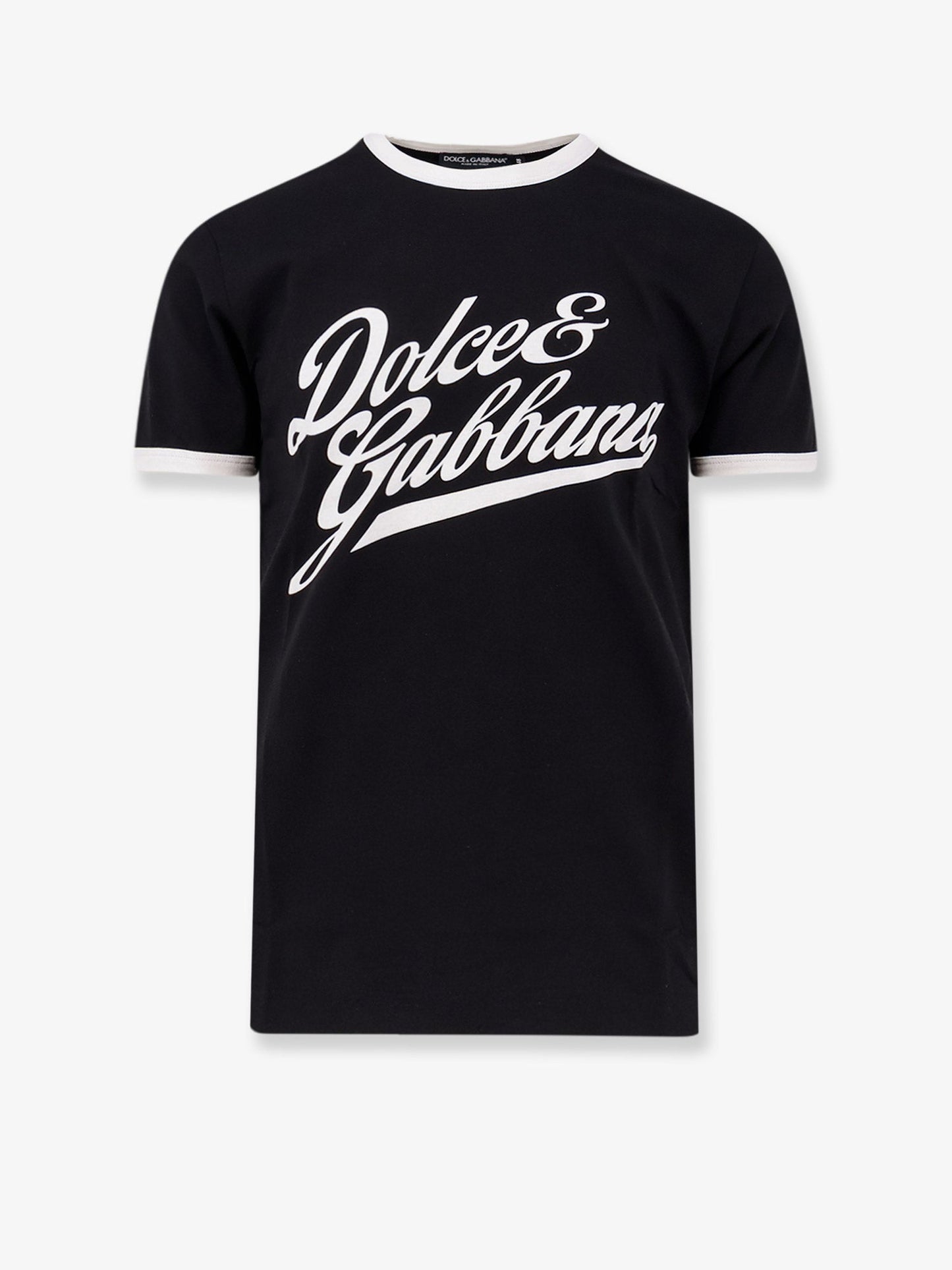 Dolce & Gabbana Cotton T Shirt With Flocked Logo Print