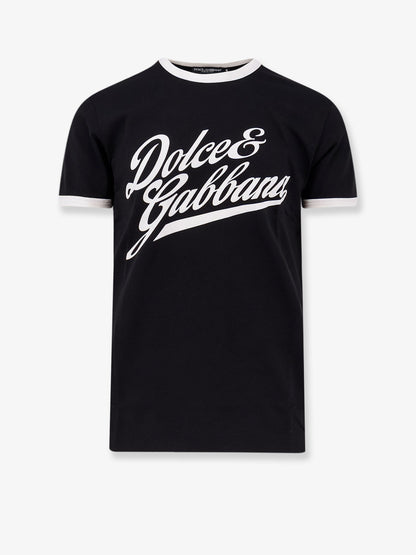 Dolce & Gabbana Cotton T Shirt With Flocked Logo Print