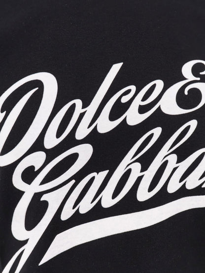 Dolce & Gabbana Cotton T Shirt With Flocked Logo Print