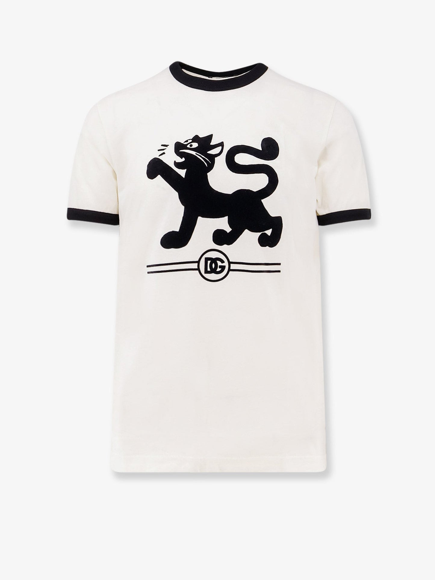 Dolce & Gabbana Cotton T Shirt With Flocked Logo Print