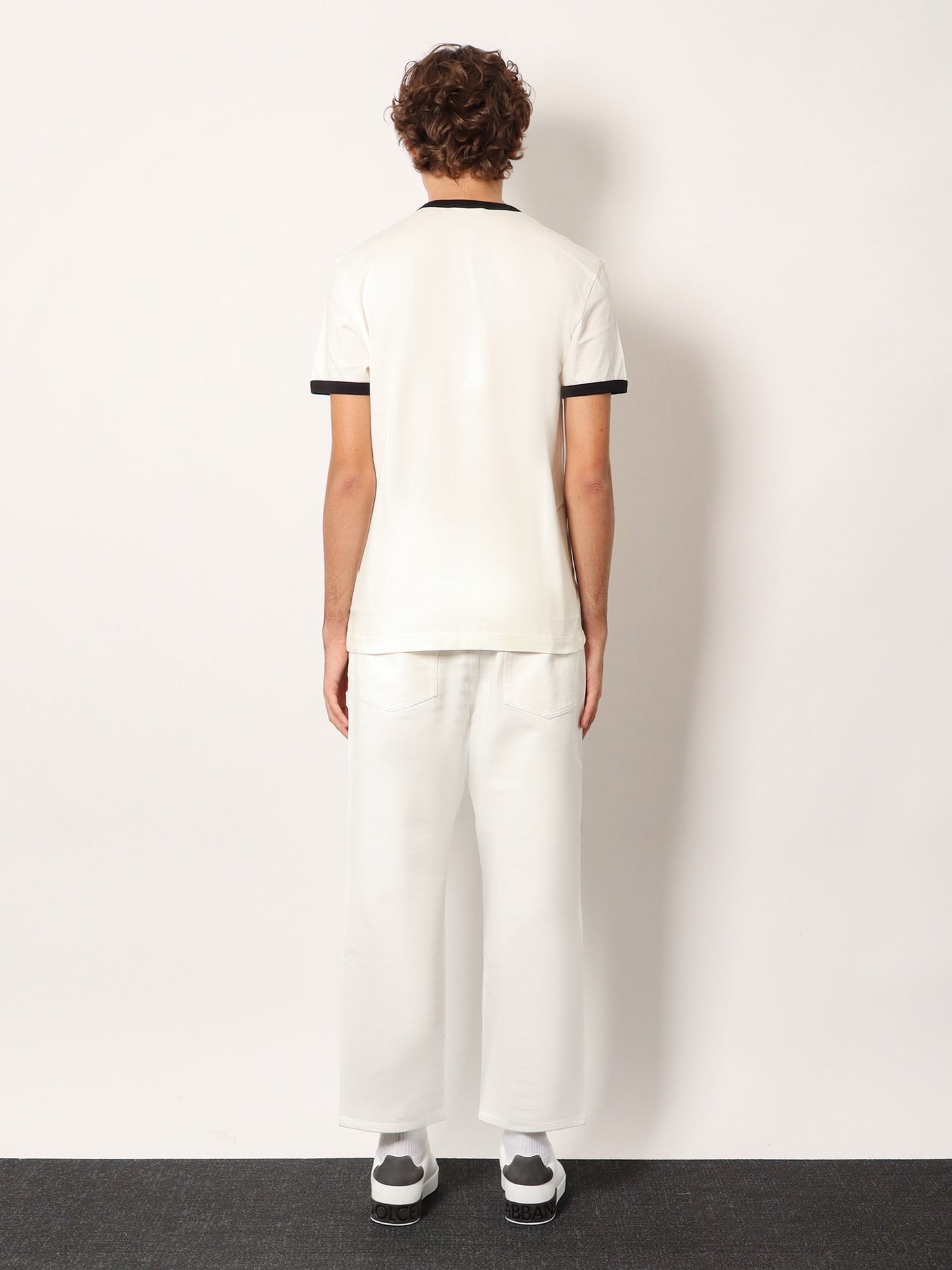 Dolce & Gabbana Cotton T Shirt With Flocked Logo Print