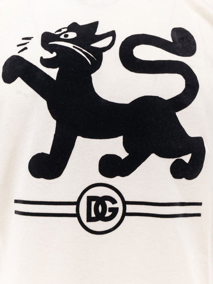 Dolce & Gabbana Cotton T Shirt With Flocked Logo Print