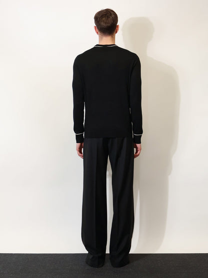 Dolce & Gabbana Virgin wool sweater with embroidered DG logo - Nero