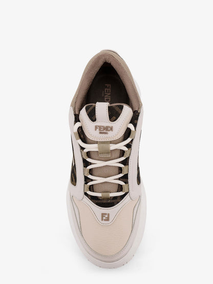 Fendi Fendi Force Leather Sneakers With Jacquard Ff Fabric Inserts