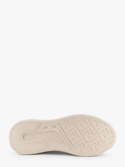Fendi Fendi Force Leather Sneakers With Ff Jacquard Fabric Inserts