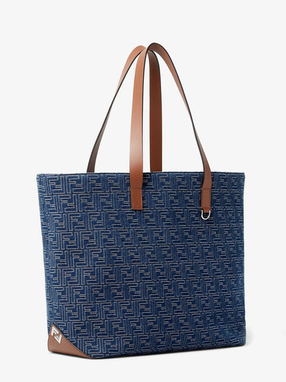 Fendi FF Jacquard tote bag with denim effect - Stone