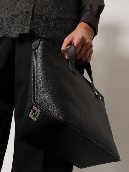 Fendi Ff Jacquard Fabric And Leather Shopping Bag