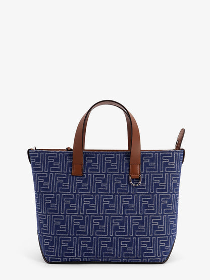 Fendi Ff Jacquard Fabric And Leather Shopping Bag