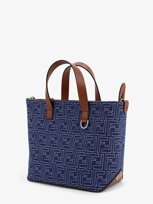 Fendi FF jacquard fabric and leather shopping bag - Stone