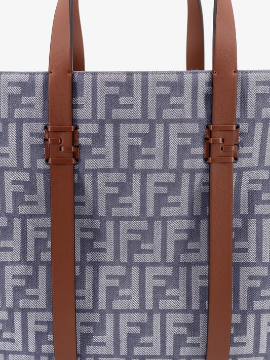 Fendi Summer Tote Ff Jacquard Fabric Shoulder Bag With Fringes