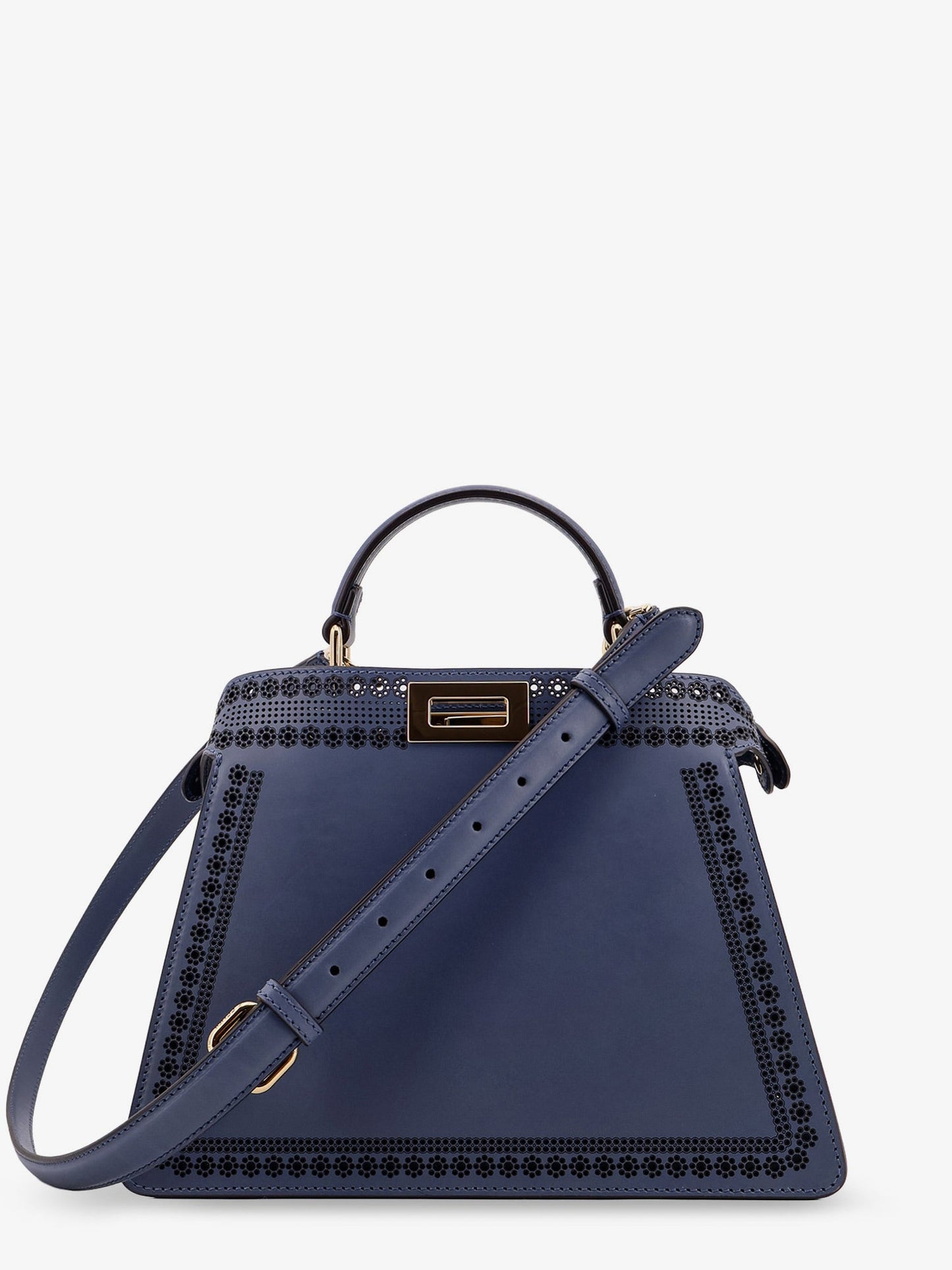 Fendi Peekaboo I See U Small Leather Shoulder Bag With Laser Cut Coral Bandana Motif