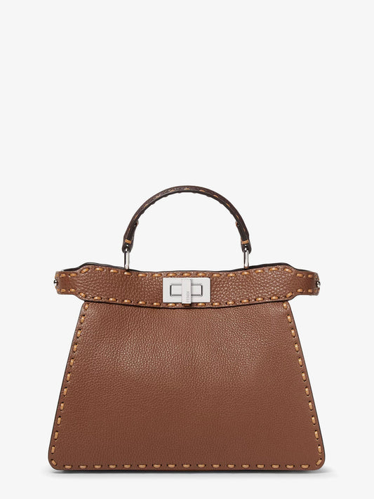 Fendi Peekaboo Isee U Small Leather Shoulder Bag With Selleria Macro Stitching