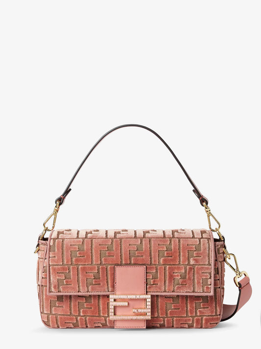 Fendi Baguette Ff Jacquard Velvet Shoulder Bag